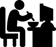 Man Sitting In His Job Desk Eating Lunch Stencil Svg Vector, Free Vectors File